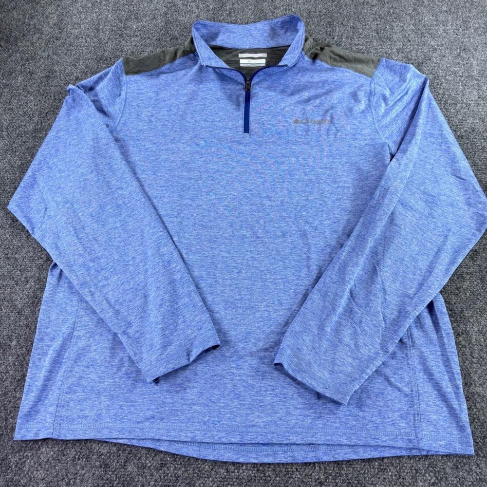 Columbia‎ Quarter Zip Pullover Mens Large Blue Heather Omni-Wick Activewear Top